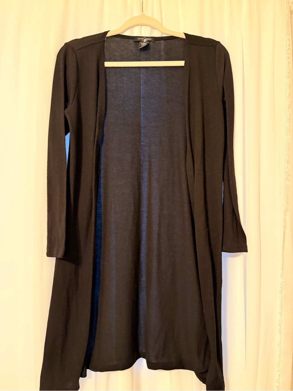 Love Cameron Black Long Sleeve Open Cardigan Dress